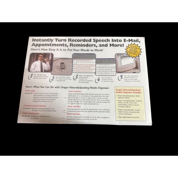 Dragon NaturallySpeaking Mobile Organizer Speech-To-Text & Digital Recorder New - Picture 3 of 5
